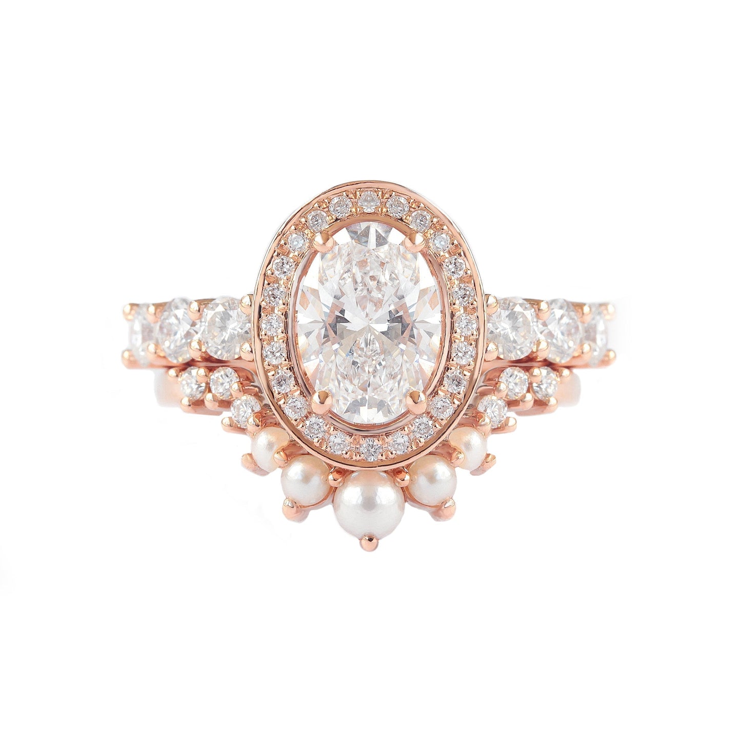 Oval Halo & Pave Lab Grown Diamond Engagement Ring