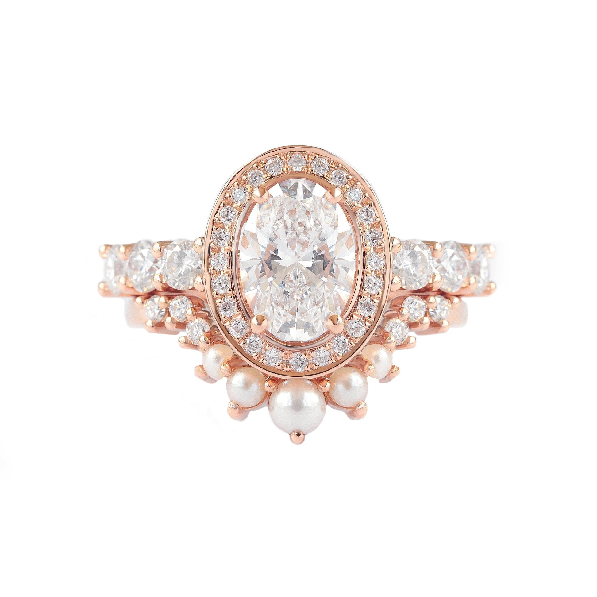 Oval Halo & Pave Lab Grown Diamond Engagement Ring