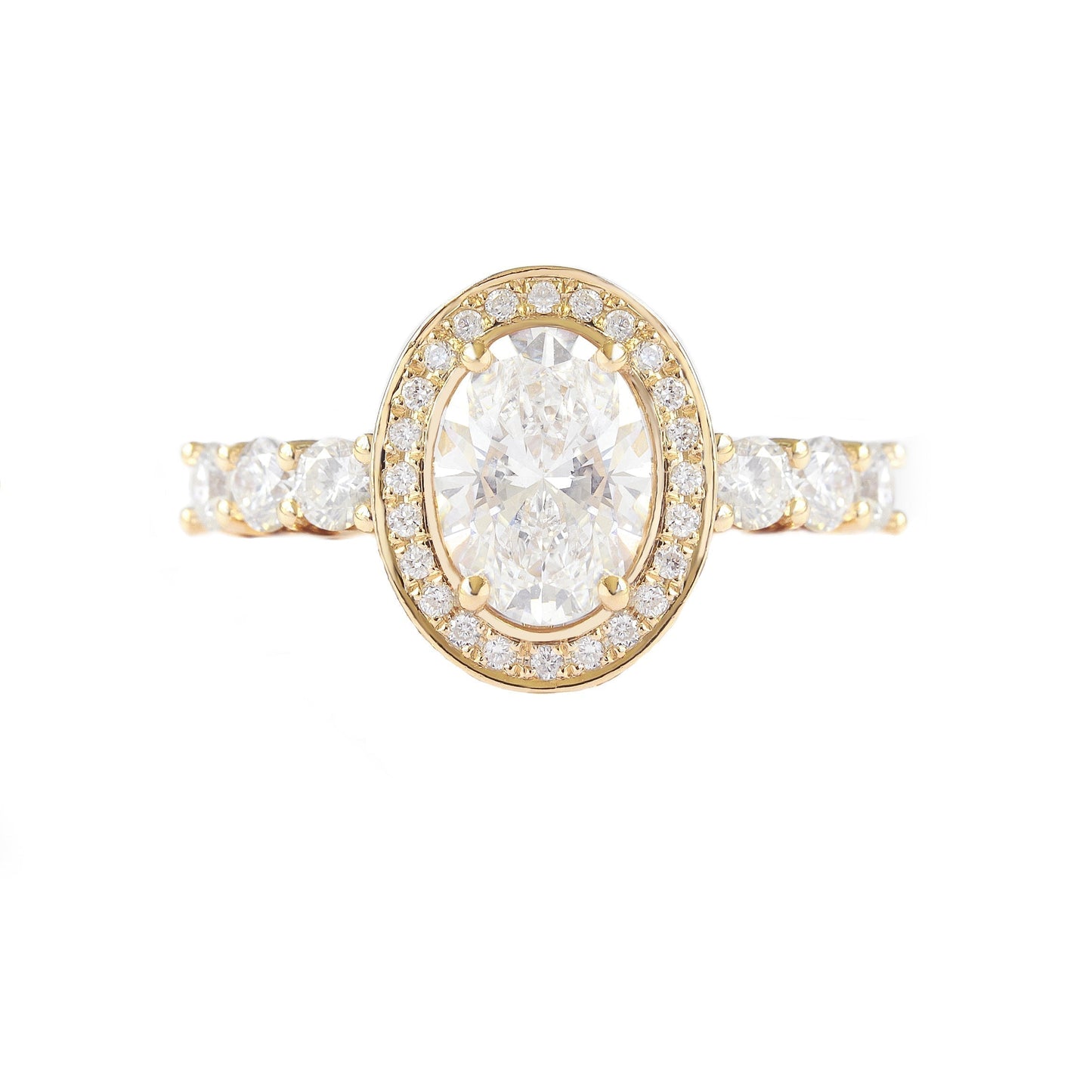 Oval Halo & Pave Lab Grown Diamond Engagement Ring