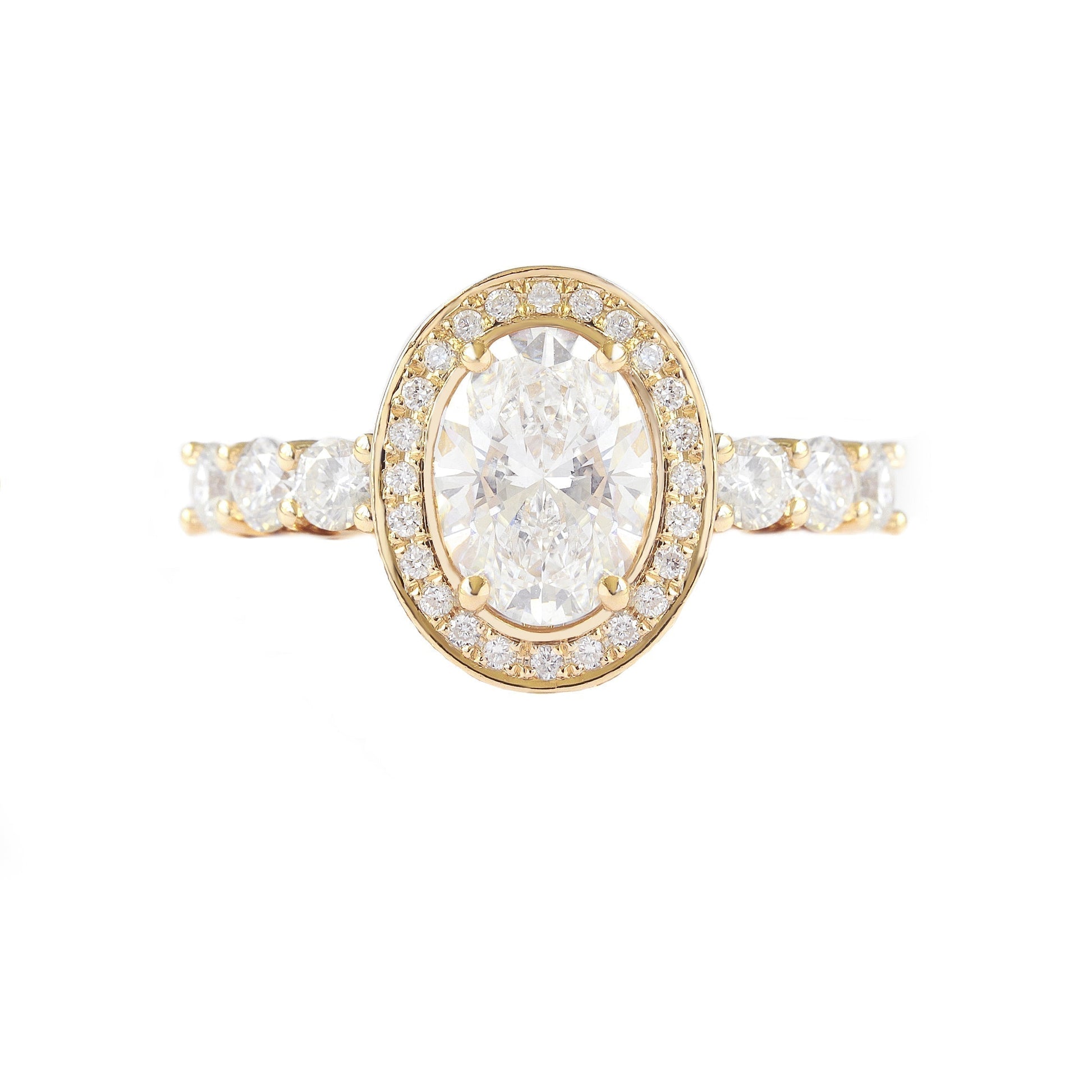 Oval Halo & Pave Lab Grown Diamond Engagement Ring