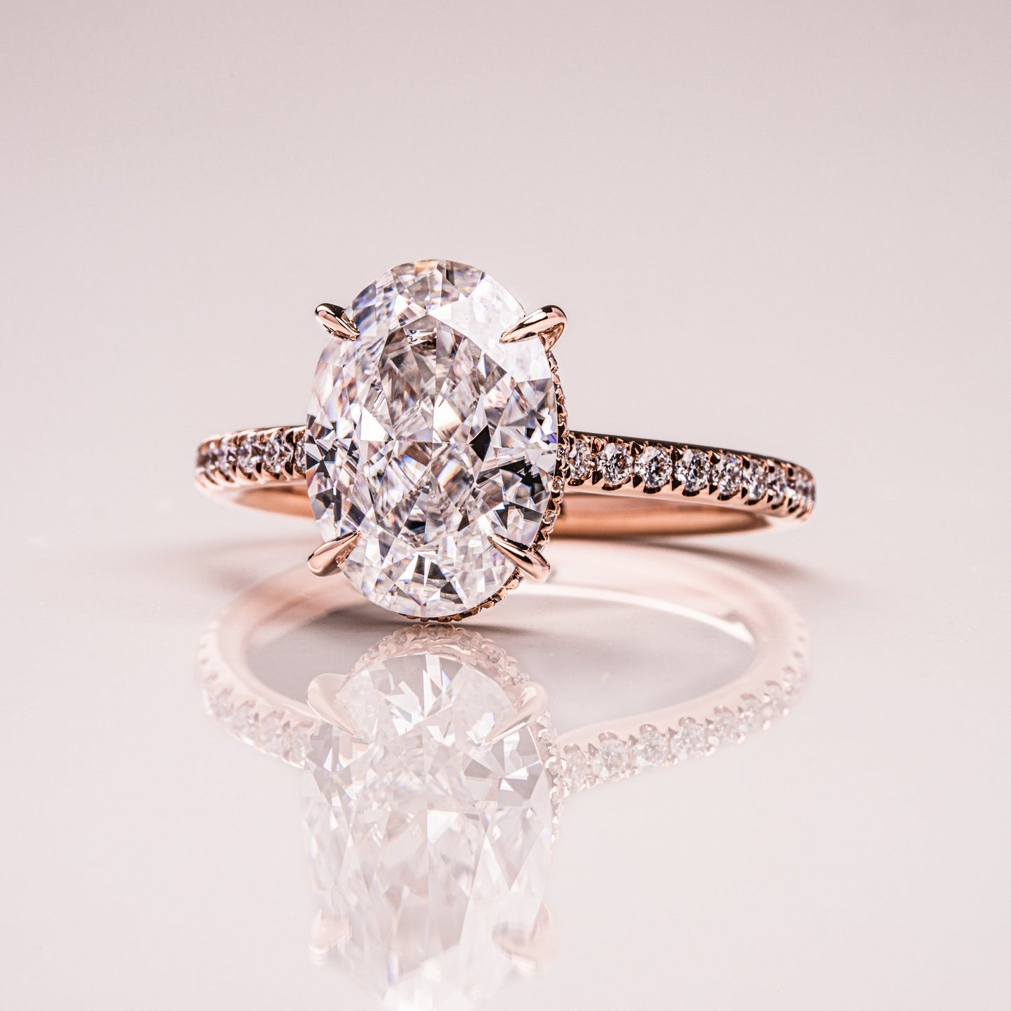 Oval Pave Moissanite Engagement Ring