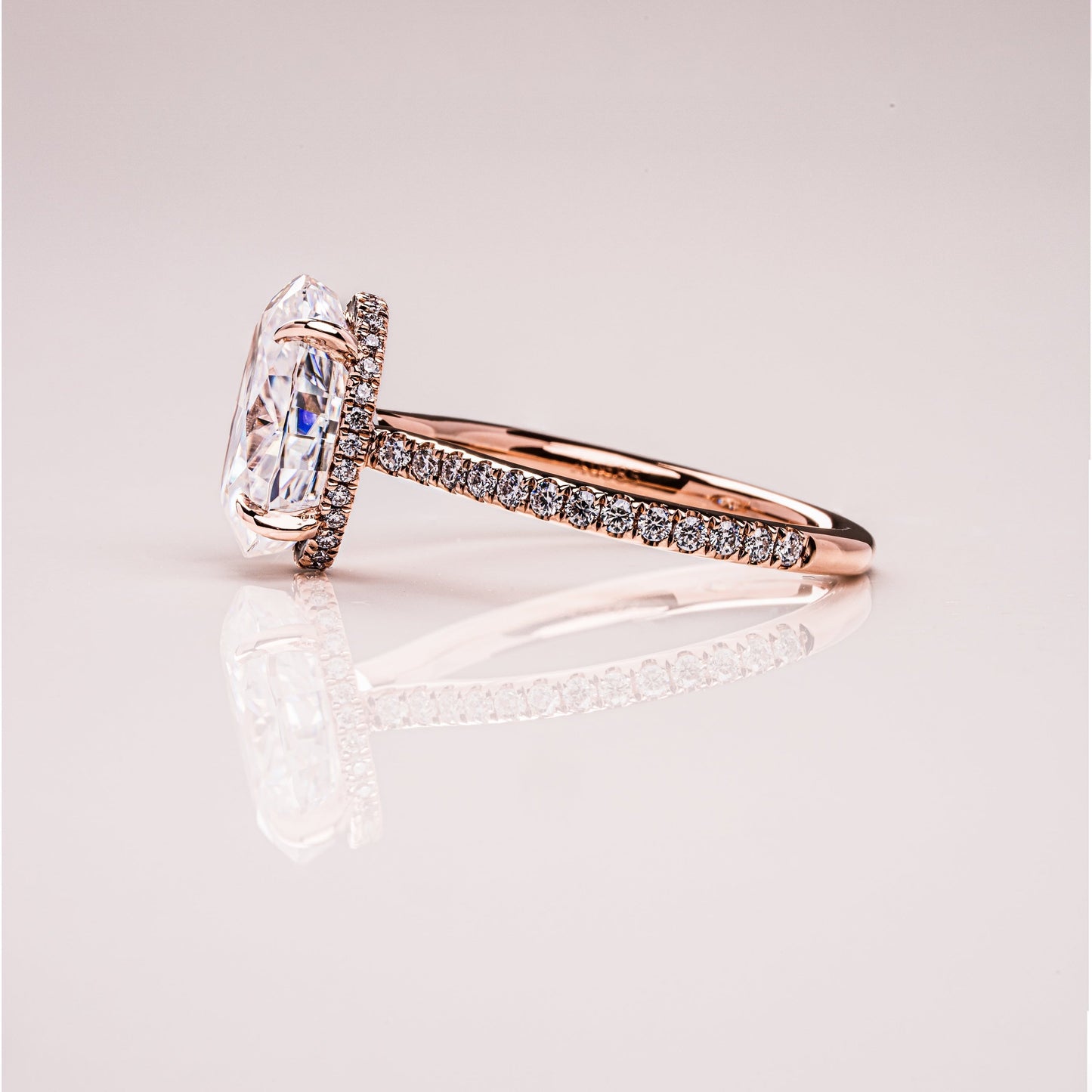 Oval Pave Moissanite Engagement Ring
