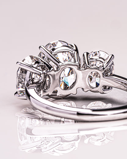 3.0 CT Oval Cut Three Stone Lab Grown Diamond Engagement Ring
