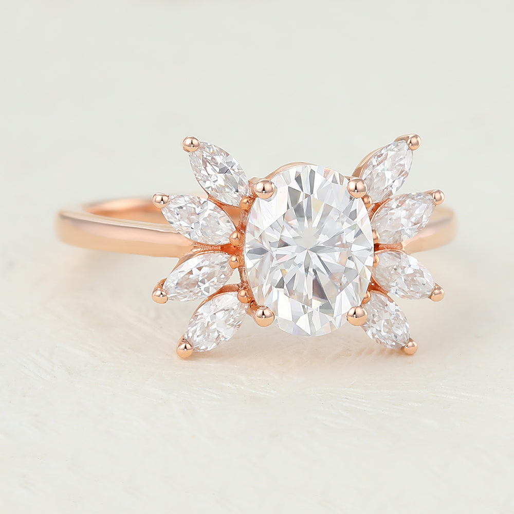 Oval Cluster Lab-Grown Diamond Engagement Ring