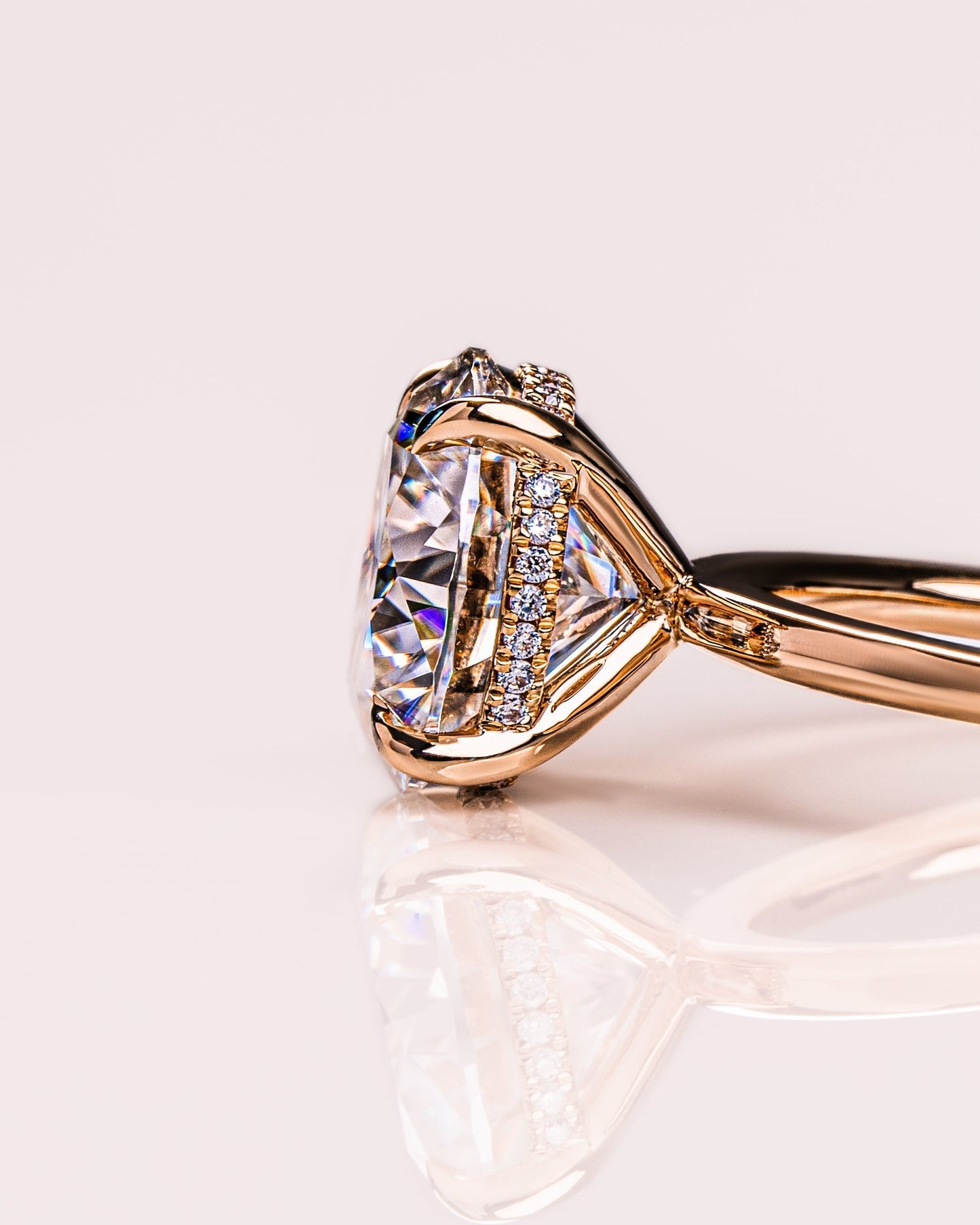 3.08 CT Round Cut Solitaire Hidden Halo Setting Lab Grown Diamond Engagement Ring