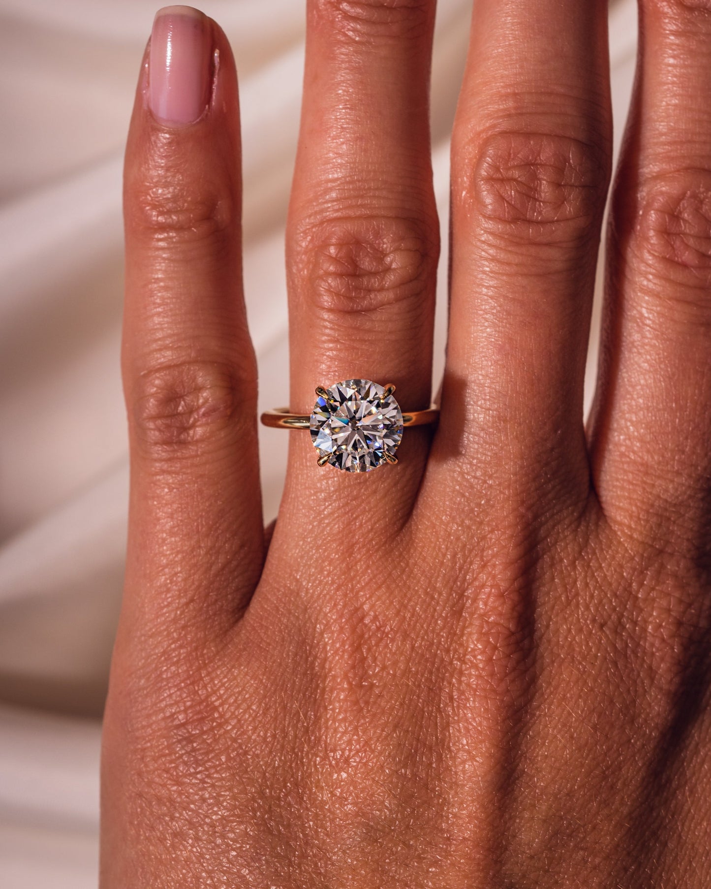 3.08 CT Round Cut Solitaire Hidden Halo Setting Lab Grown Diamond Engagement Ring