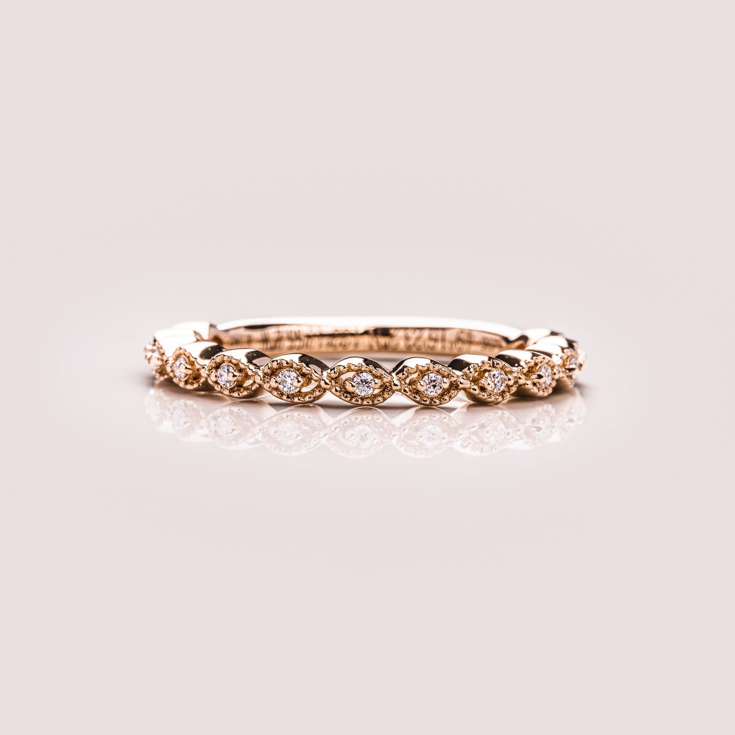 0.16 TCW Round Milgrain Lab Grown Diamond Wedding Band