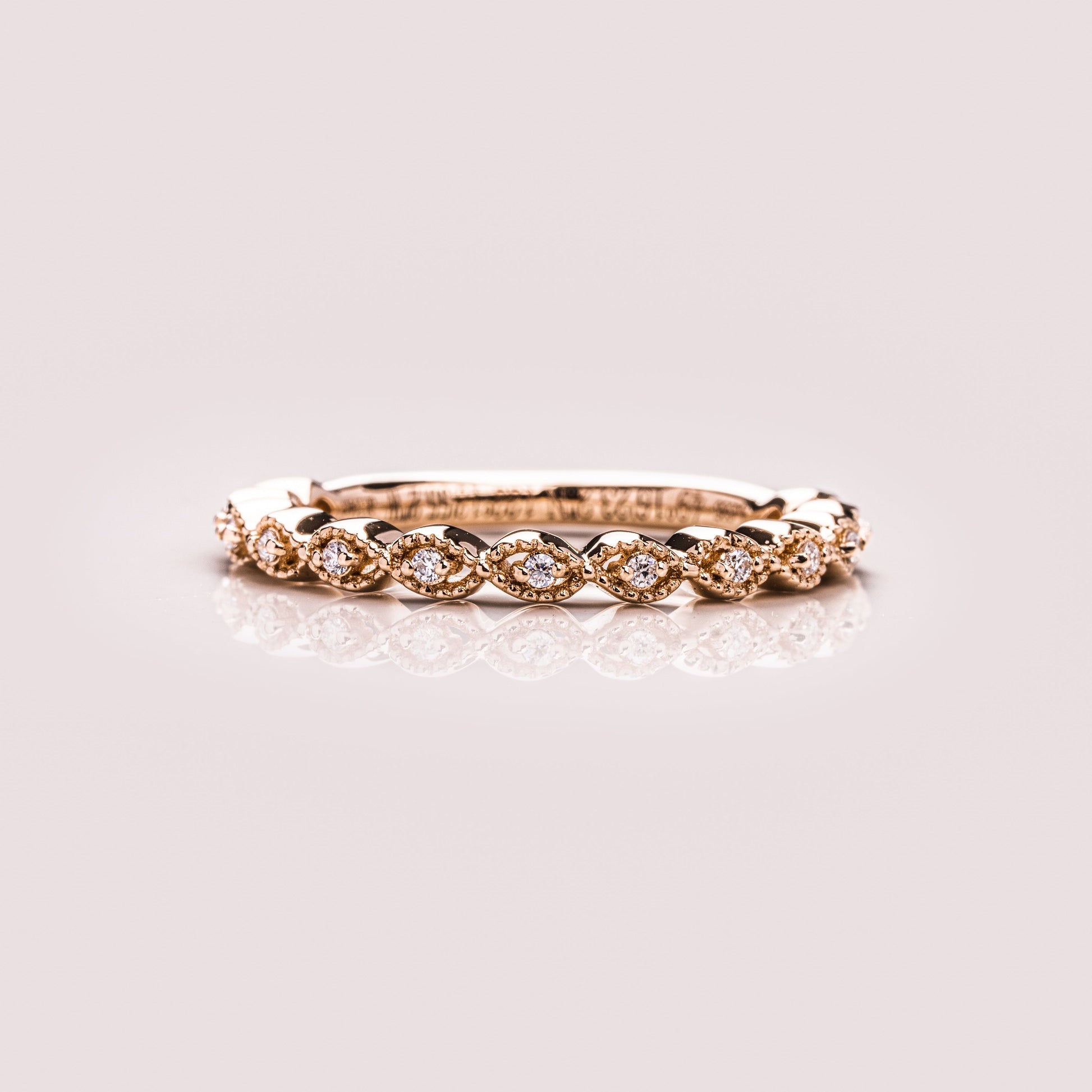 0.16 TCW Round Milgrain Lab Grown Diamond Wedding Band