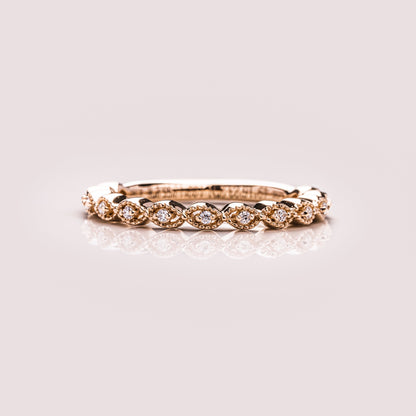 0.16 TCW Round Milgrain Lab Grown Diamond Wedding Band