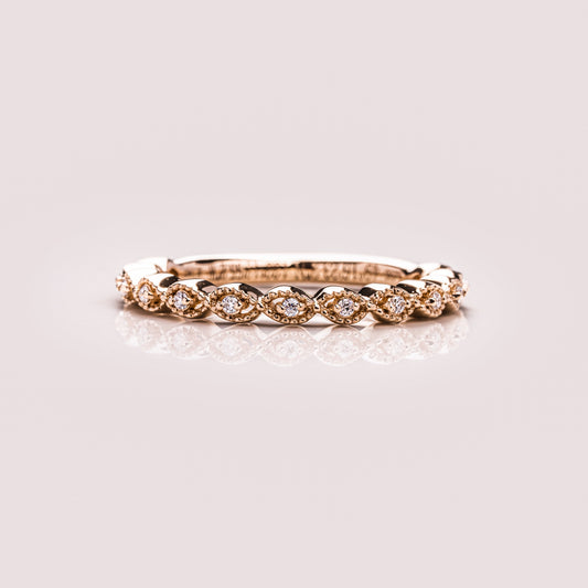 0.16 TCW Round Milgrain Lab Grown Diamond Wedding Band