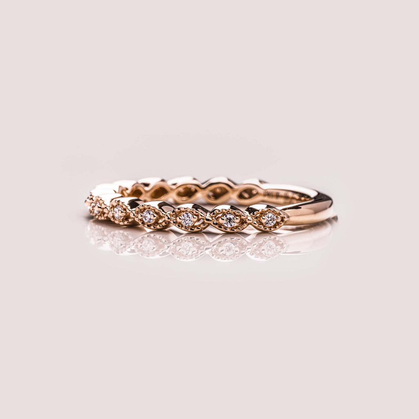 0.16 TCW Round Milgrain Lab Grown Diamond Wedding Band