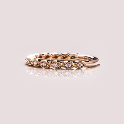 0.16 TCW Round Milgrain Lab Grown Diamond Wedding Band