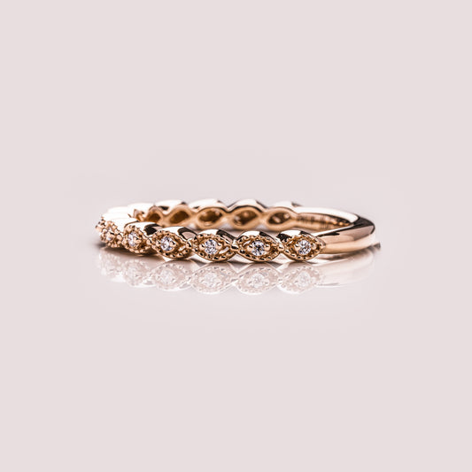 0.16 TCW Round Milgrain Lab Grown Diamond Wedding Band