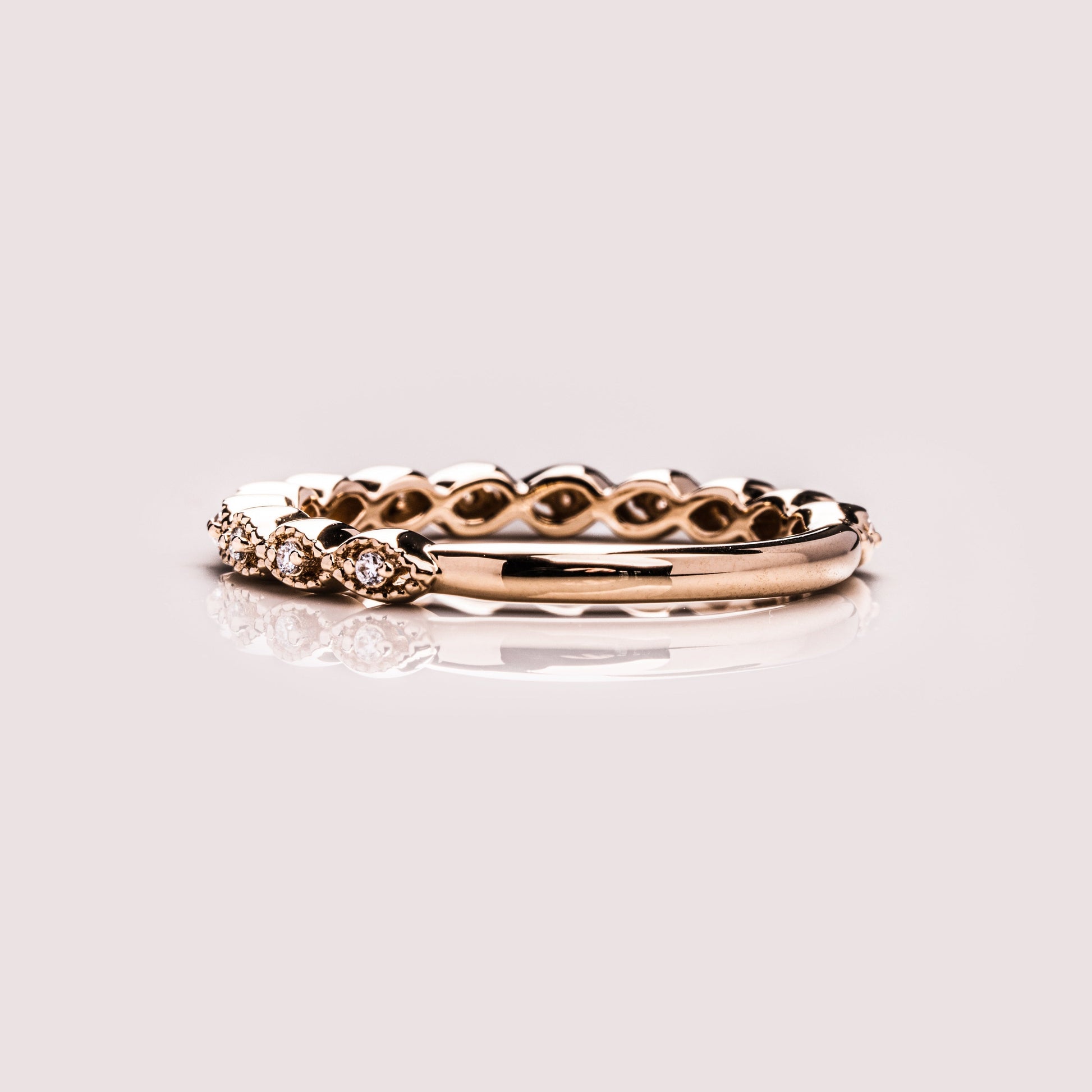 0.16 TCW Round Milgrain Lab Grown Diamond Wedding Band