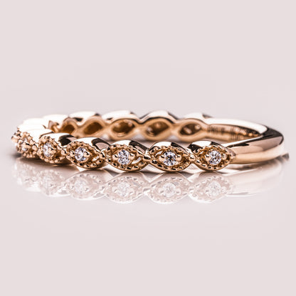 0.16 TCW Round Milgrain Lab Grown Diamond Wedding Band