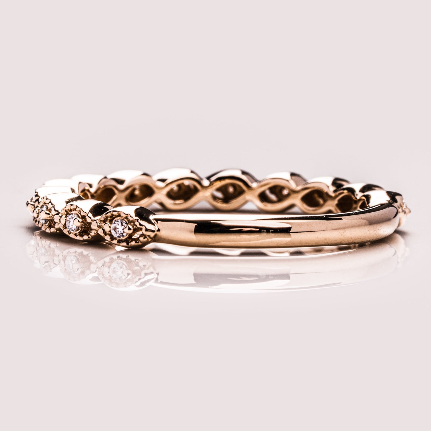 0.16 TCW Round Milgrain Lab Grown Diamond Wedding Band