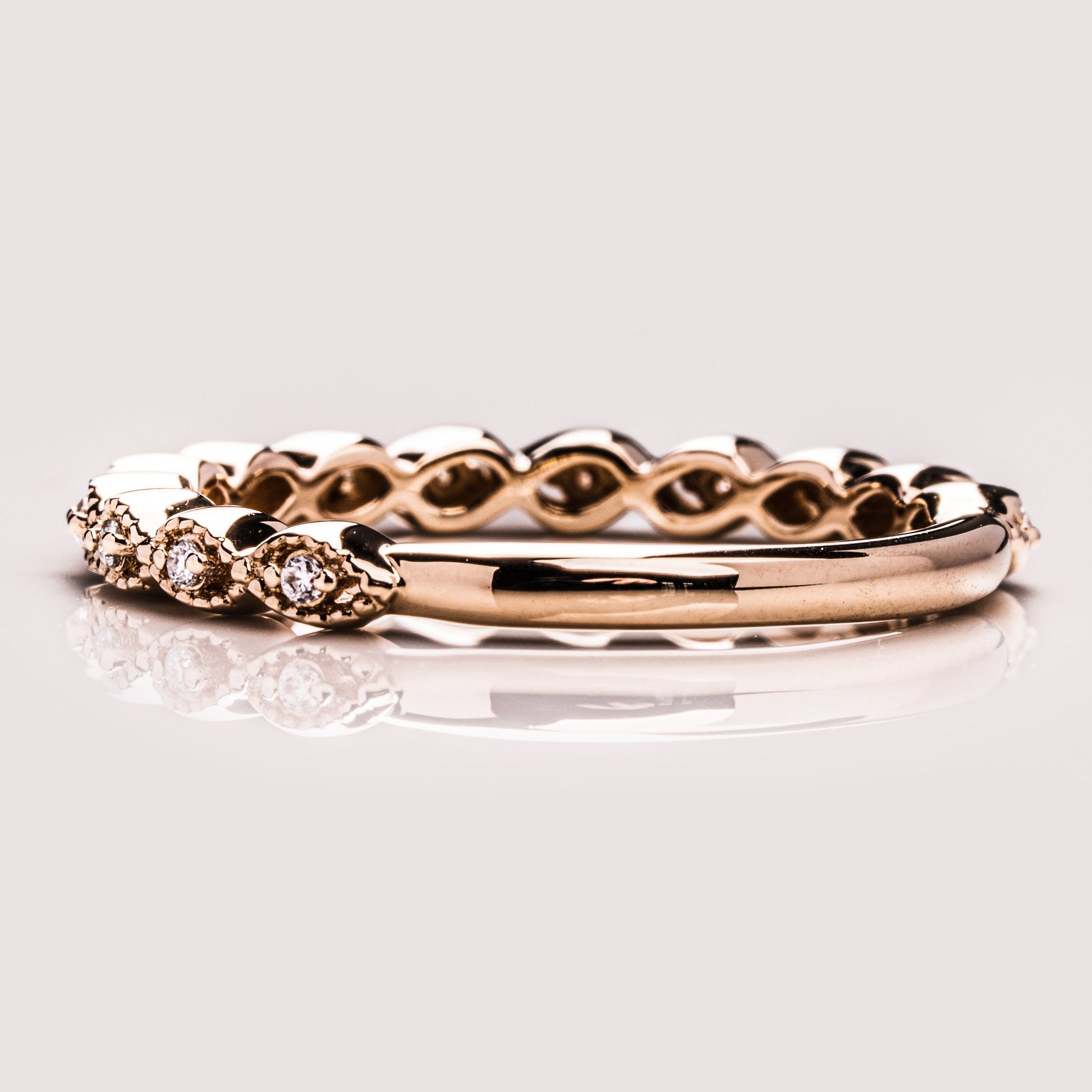 0.16 TCW Round Milgrain Lab Grown Diamond Wedding Band