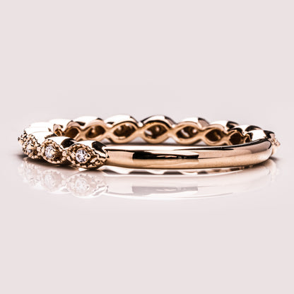 0.16 TCW Round Milgrain Lab Grown Diamond Wedding Band