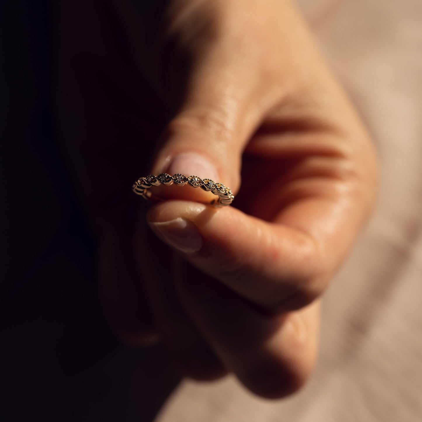 0.16 TCW Round Milgrain Lab Grown Diamond Wedding Band