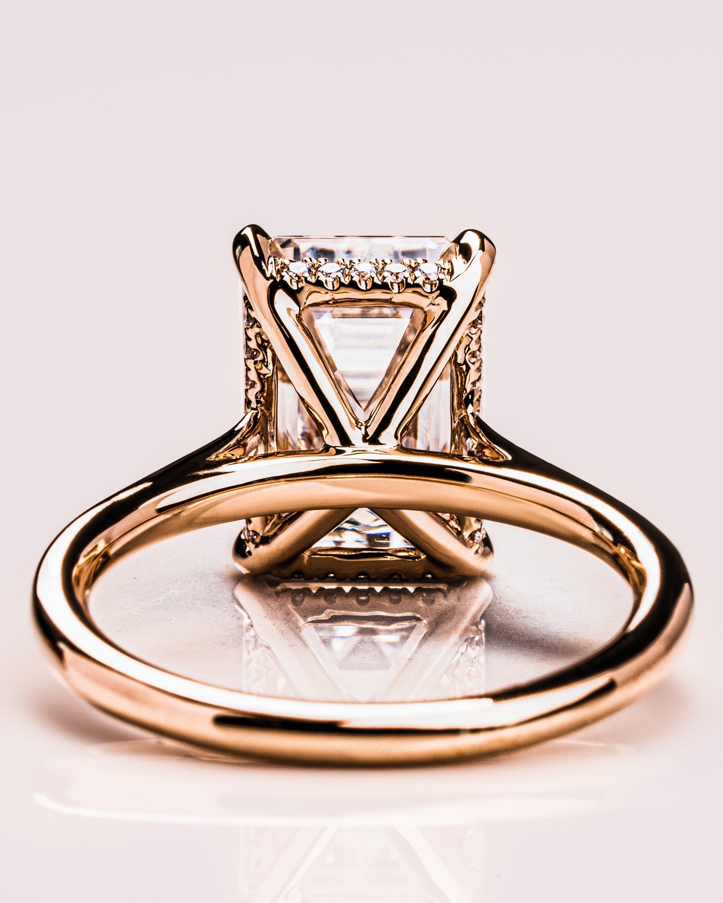 3.24 CT Emerald Cut Hidden Halo Lab Grown Diamond Engagement Ring