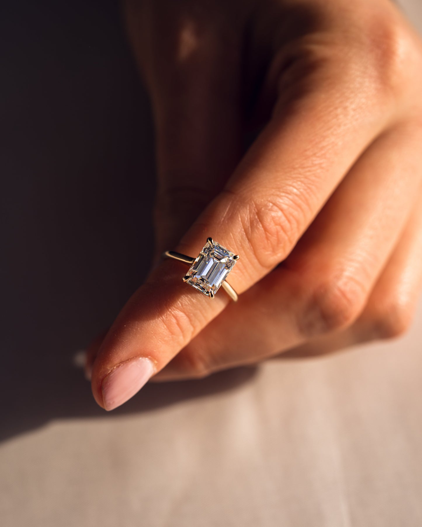 3.24 CT Emerald Cut Hidden Halo Lab Grown Diamond Engagement Ring