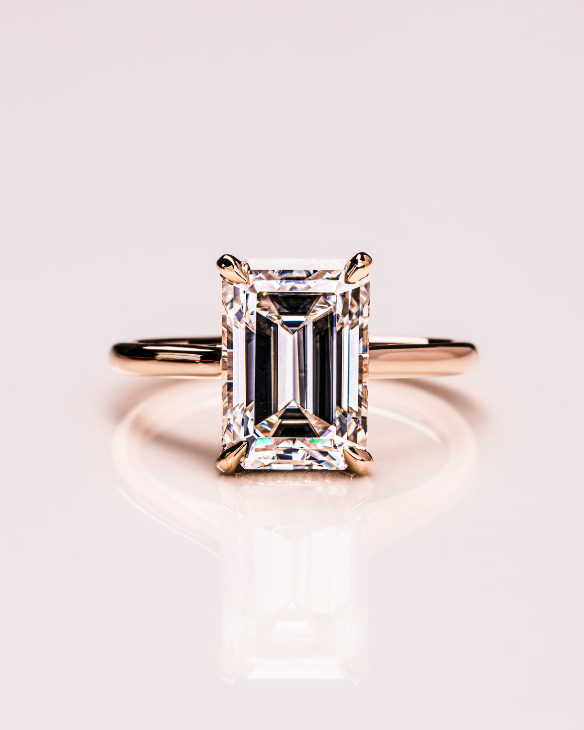 3.24 CT Emerald Cut Solitaire Hidden Halo Moissanite Engagement Ring 1