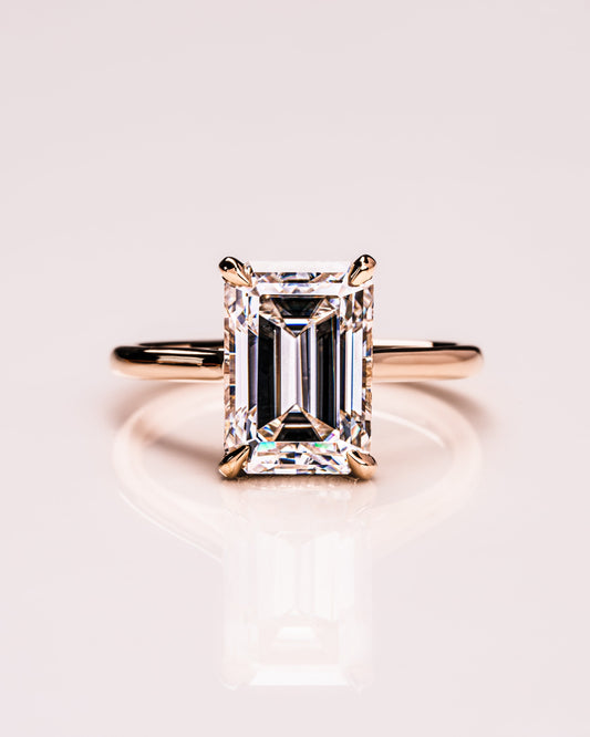 3.24 CT Emerald Cut Hidden Halo Lab Grown Diamond Engagement Ring