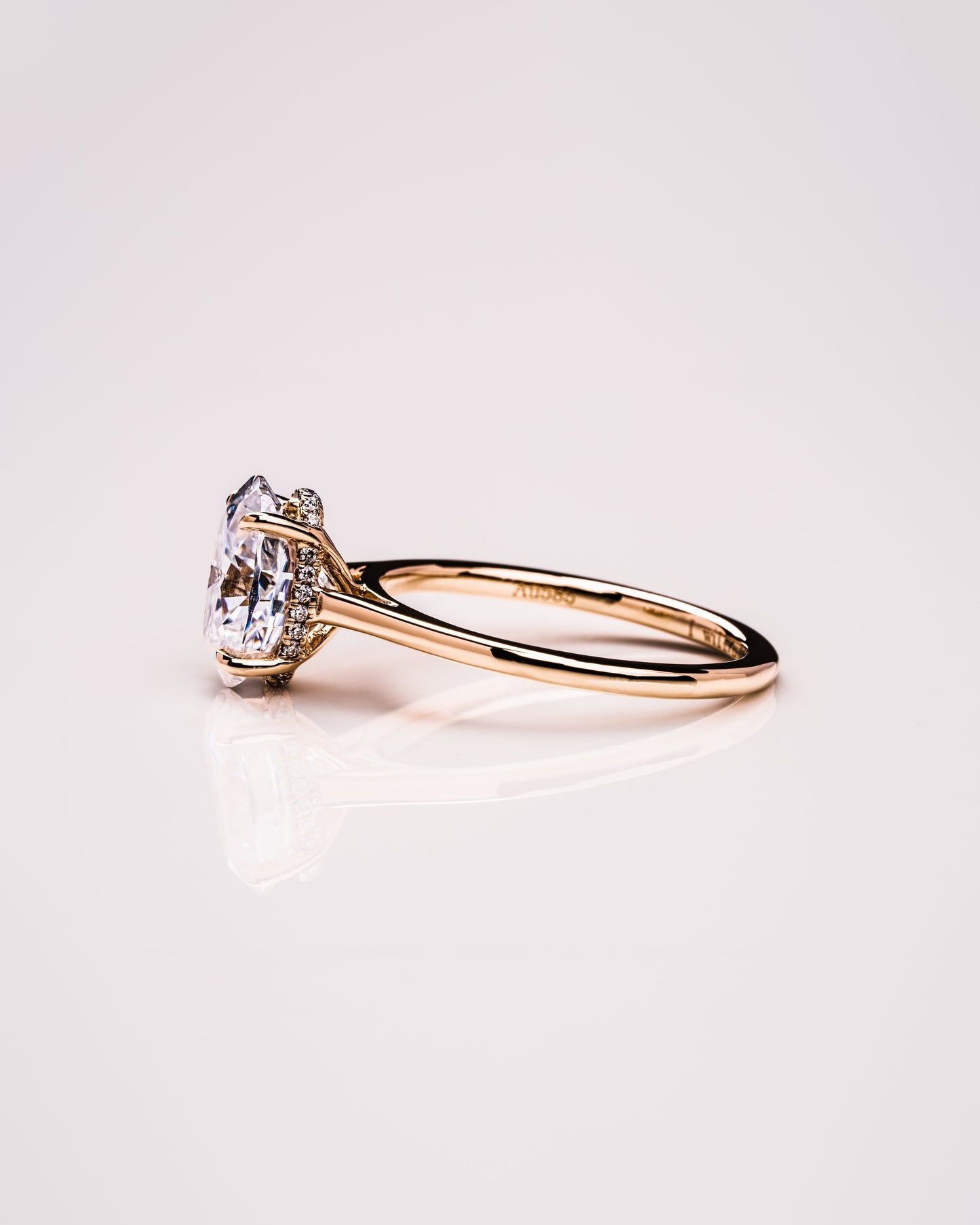 2.72 CT Oval Cut Hidden Halo Setting Lab Grown Diamond Engagement Ring