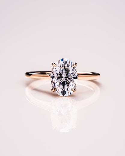 2.72 CT Oval Cut Hidden Halo Setting Lab Grown Diamond Engagement Ring