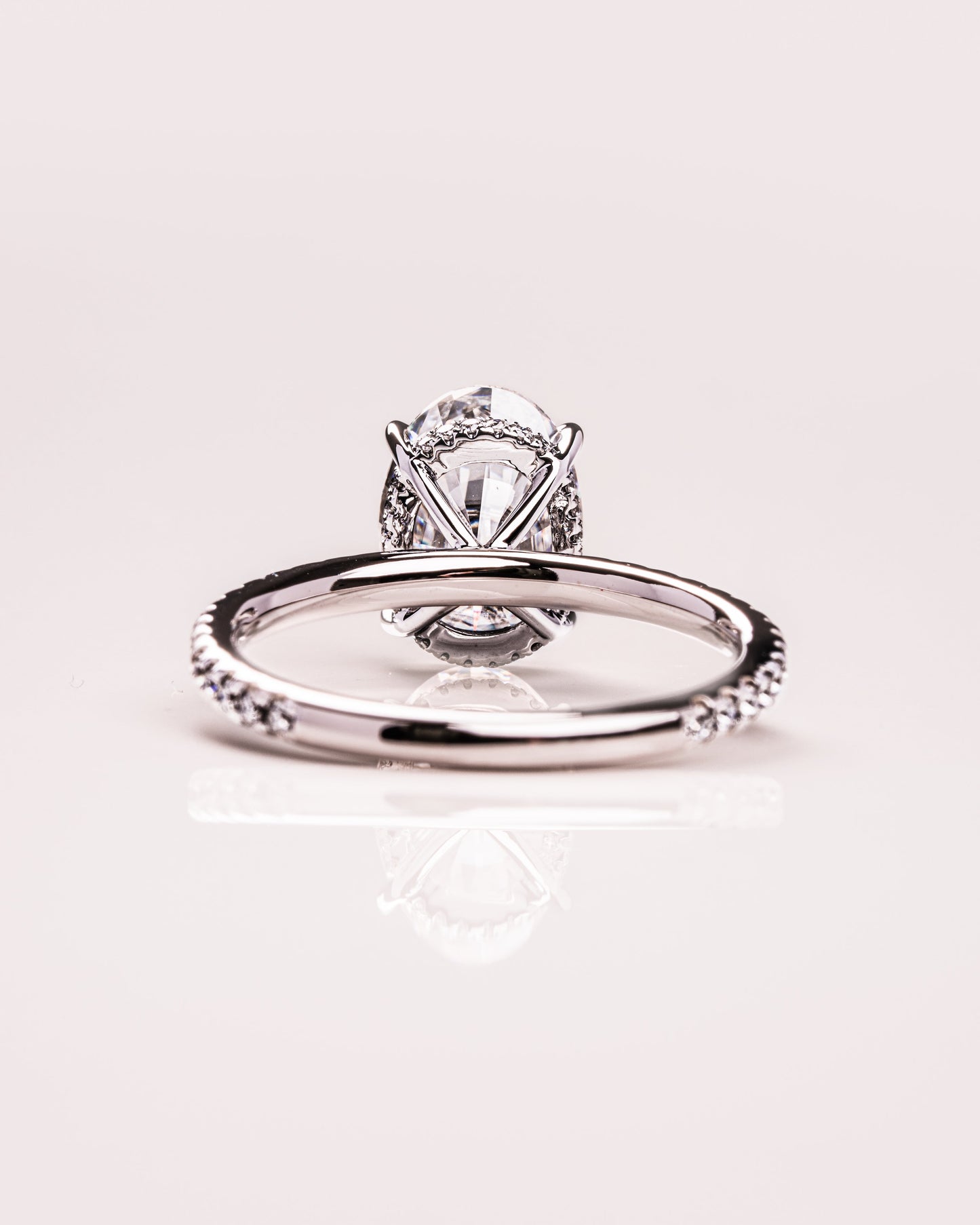 2.72 CT Oval Cut Solitaire Hidden Halo/Pave Setting Lab Grown Diamond Engagement Ring