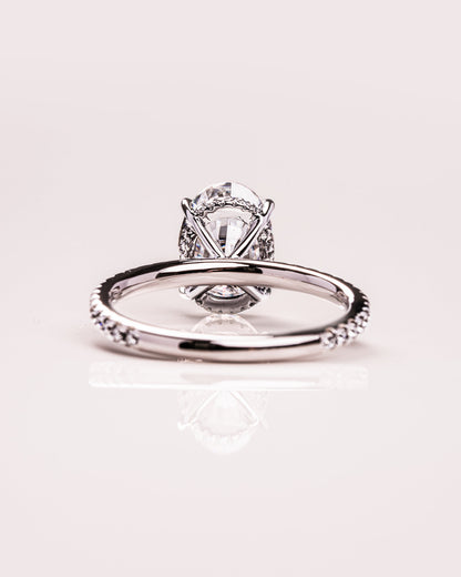 2.72 CT Oval Cut Solitaire Hidden Halo/Pave Setting Lab Grown Diamond Engagement Ring