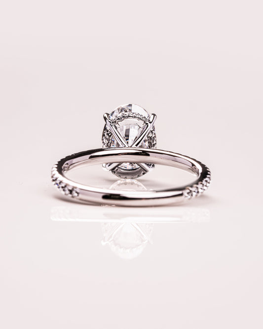 2.72 CT Oval Cut Solitaire Hidden Halo/Pave Setting Lab Grown Diamond Engagement Ring
