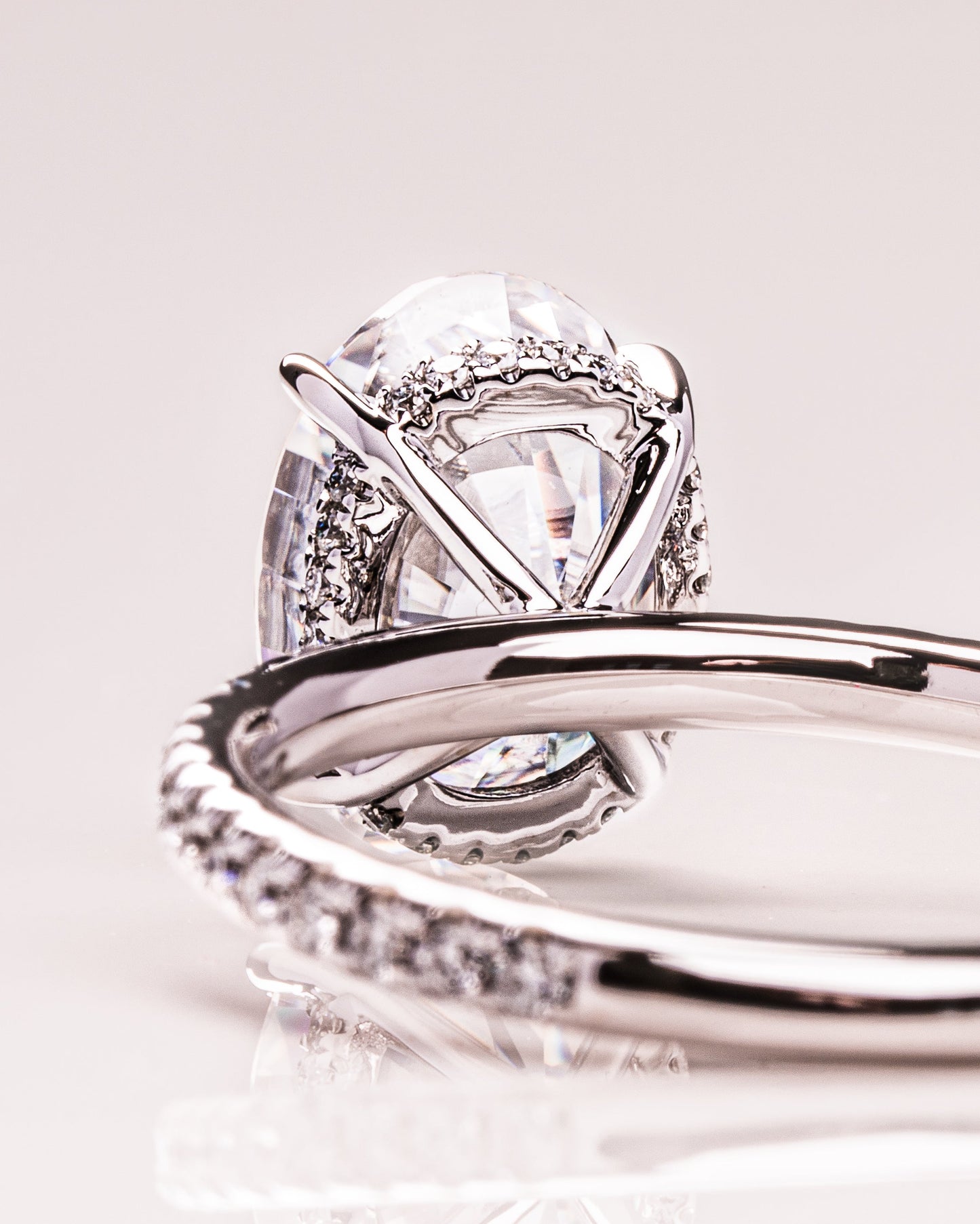 2.72 CT Oval Cut Solitaire Hidden Halo/Pave Setting Lab Grown Diamond Engagement Ring