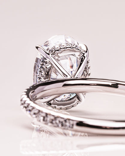 2.72 CT Oval Cut Solitaire Hidden Halo/Pave Setting Lab Grown Diamond Engagement Ring