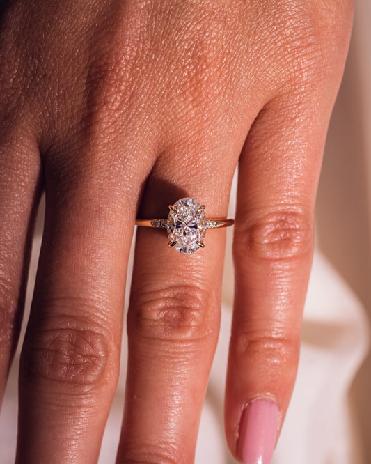 2.72 CT Oval Cut Hidden Halo Setting Lab Grown Diamond Engagement Ring