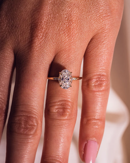 2.72 CT Oval Cut Hidden Halo Setting Lab Grown Diamond Engagement Ring