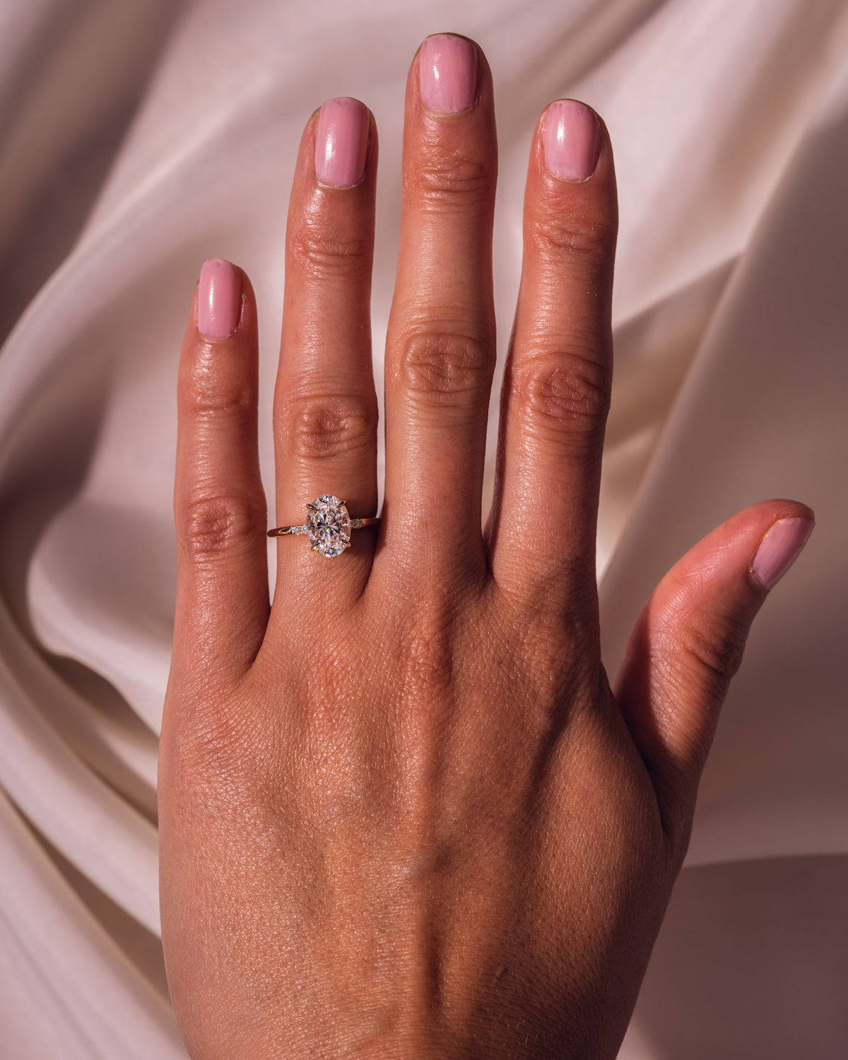 2.72 CT Oval Cut Hidden Halo Setting Moissanite Engagement Ring