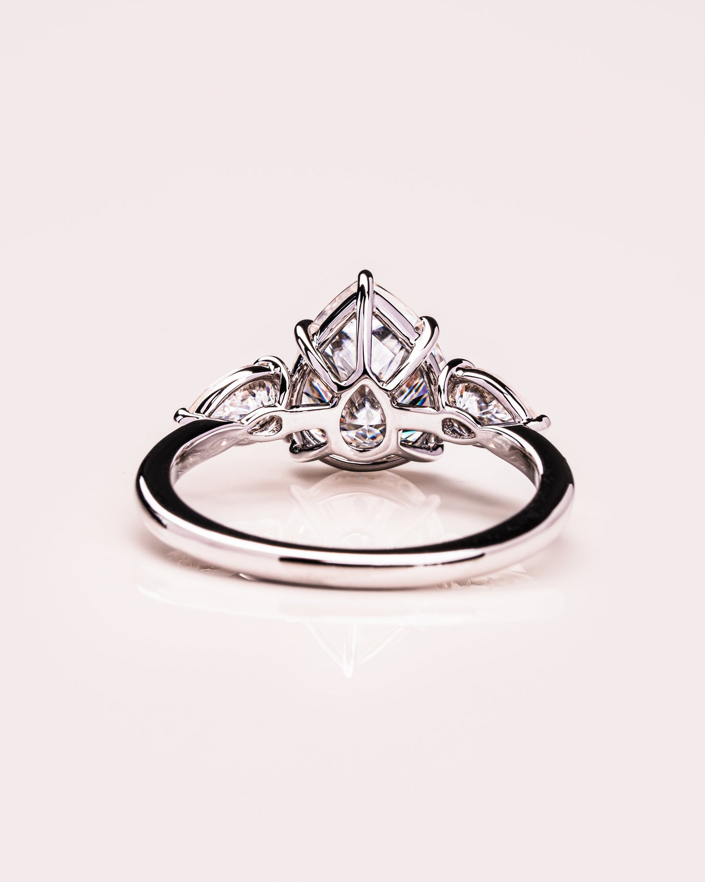 3.09 CT Pear Cut Three Stone Lab Grown Diamond Engagement Ring