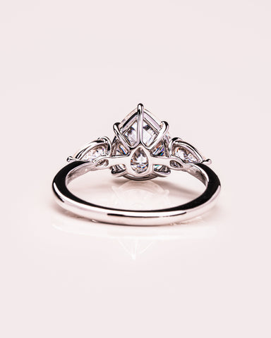 3.09 CT Pear Cut Three Stone Moissanite Engagement Ring 3