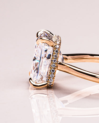 3.51 CT Radiant Cut Solitaire Hidden Halo Setting Lab Grown Diamond Engagement Ring