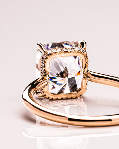 3.51 CT Radiant Cut Solitaire Hidden Halo Setting Lab Grown Diamond Engagement Ring