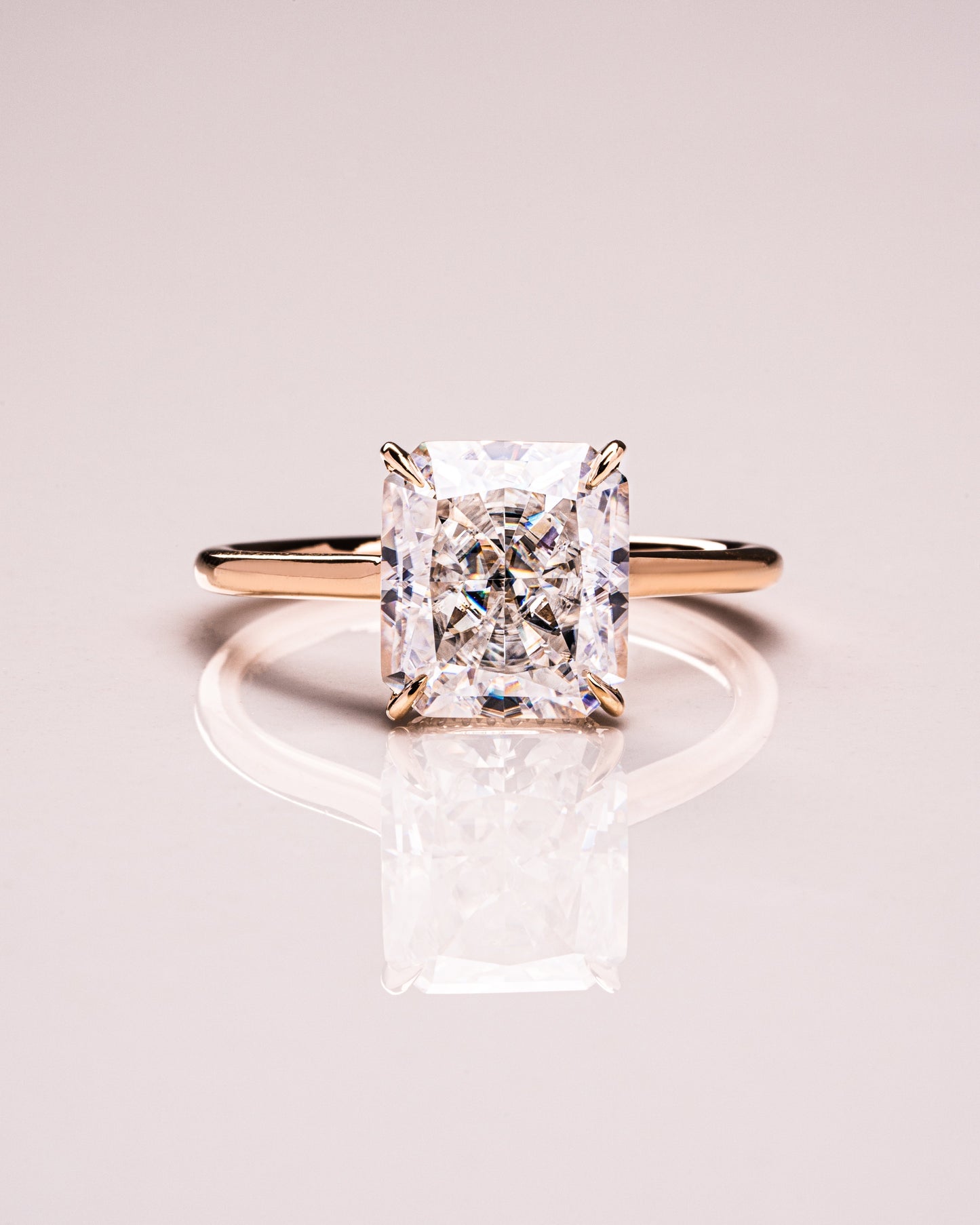 3.51 CT Radiant Cut Solitaire Hidden Halo Setting Lab Grown Diamond Engagement Ring