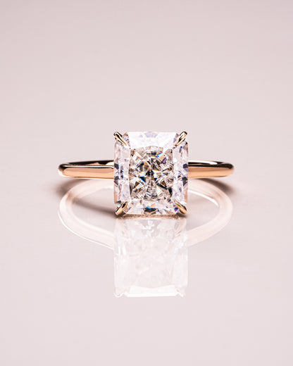 3.51 CT Radiant Cut Solitaire Hidden Halo Setting Lab Grown Diamond Engagement Ring