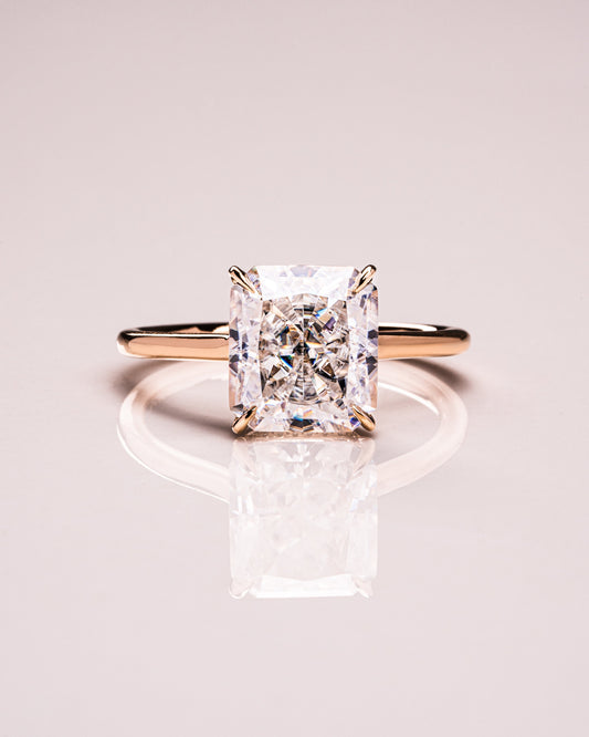 3.51 CT Radiant Cut Solitaire Hidden Halo Setting Lab Grown Diamond Engagement Ring