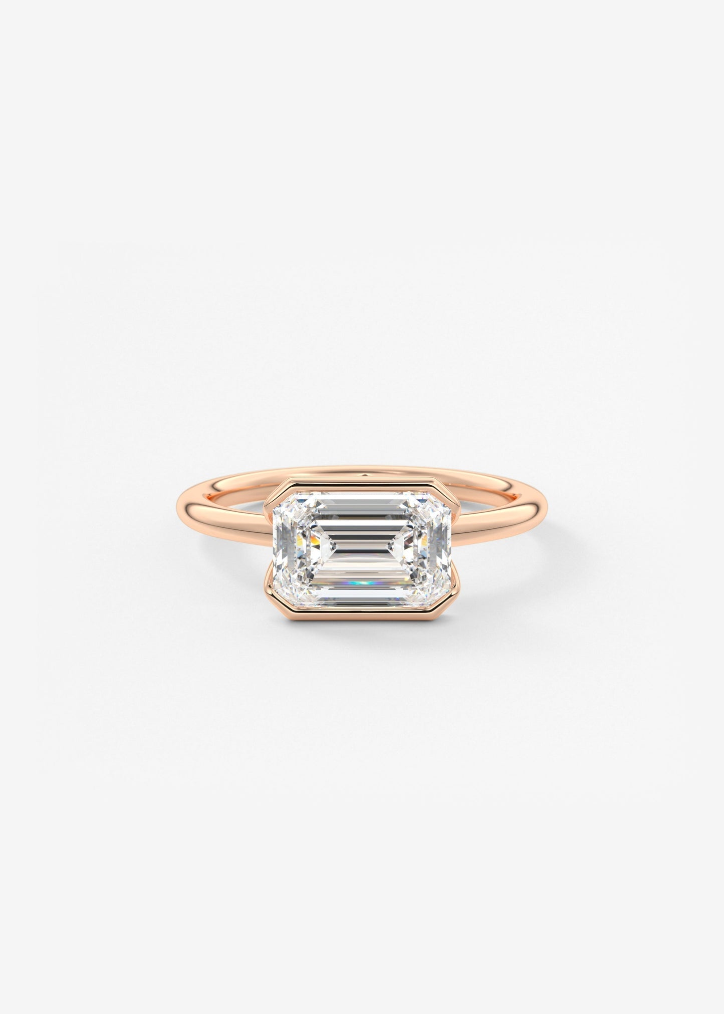 Emerald Half Bezel Lab Grown Diamond Engagement Ring
