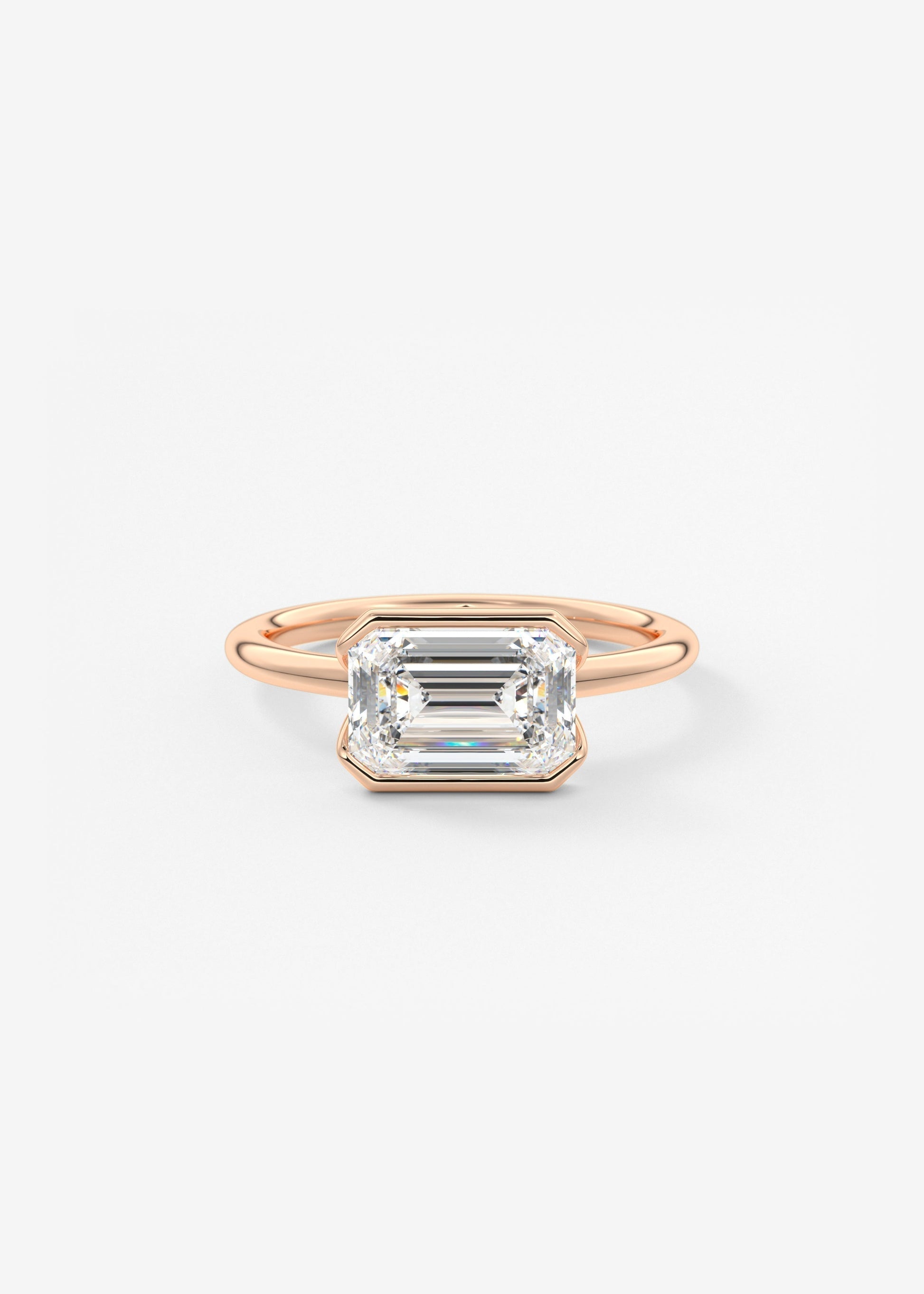 Emerald Half Bezel Lab Grown Diamond Engagement Ring