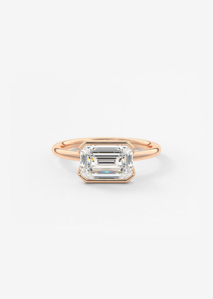 Emerald Half Bezel Lab Grown Diamond Engagement Ring