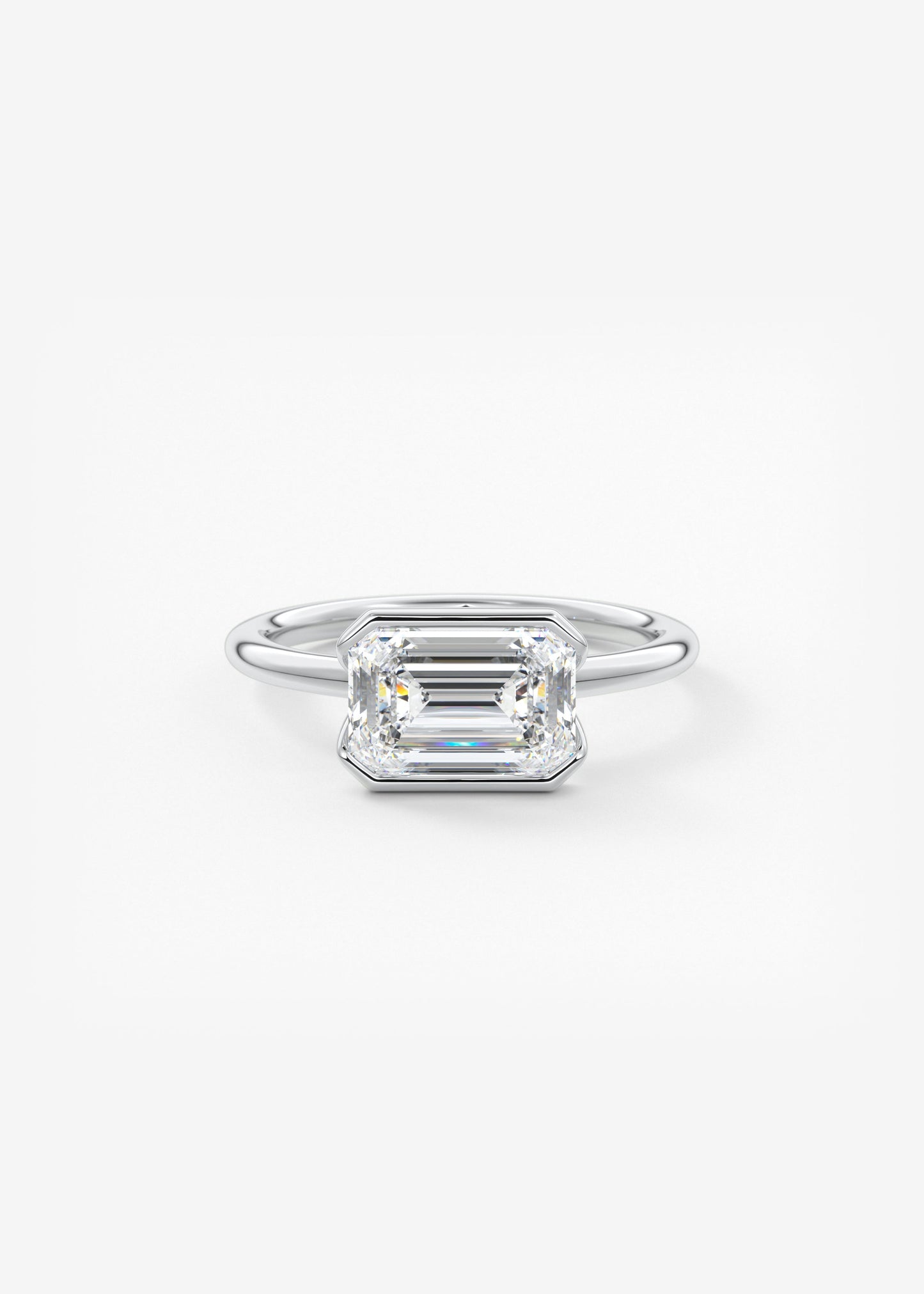 Emerald Half Bezel Lab Grown Diamond Engagement Ring