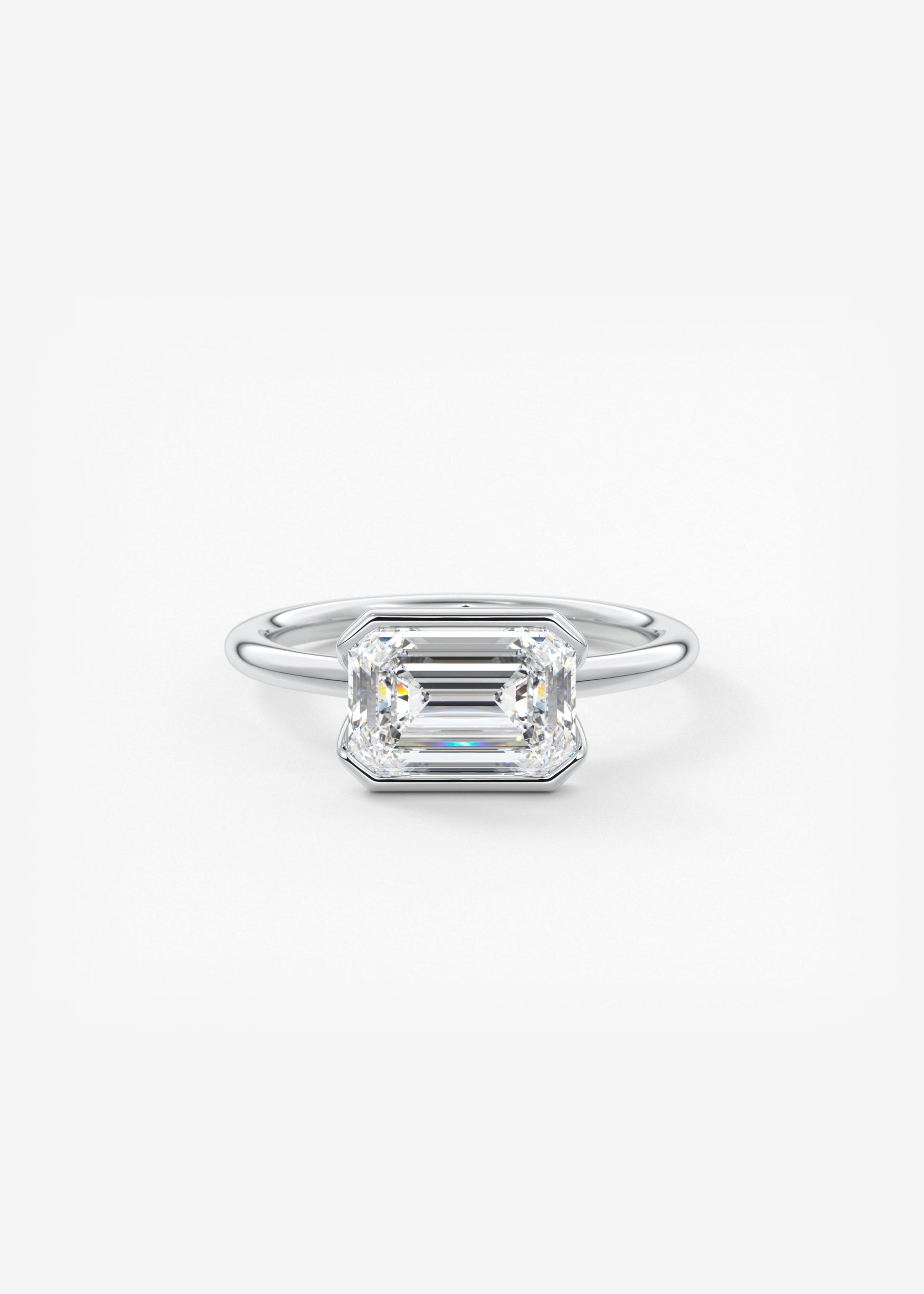 Emerald Half Bezel Lab Grown Diamond Engagement Ring