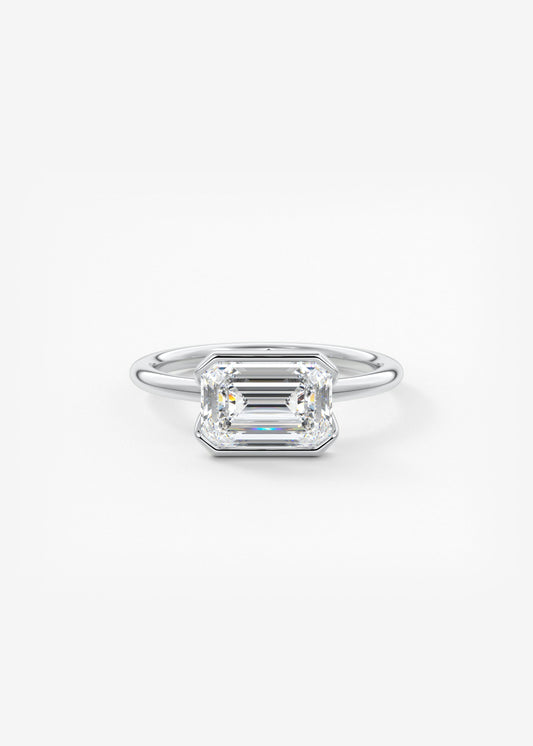 Emerald Half Bezel Lab Grown Diamond Engagement Ring